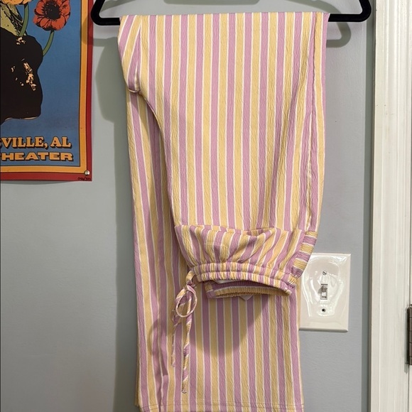 Striped Lavender and Yellow Wide Leg Lounge Pants - Picture 13 of 13